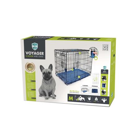 M-PETS VOYAGER KÖPEK KAFESİ 2 KAPILI (M) MAVİ 76X48X53CM brsp-10450617 