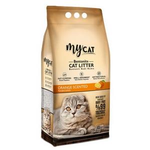 (10 LT) Topaklanan Bentonit Kedi Kumu Portakal Kokulu (İnce Tane)