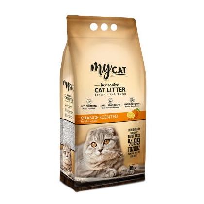 (10 LT) Topaklanan Bentonit Kedi Kumu Portakal Kokulu (İnce Tane)
