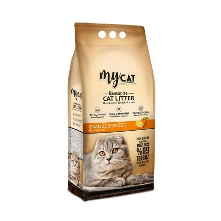 MYCAT (10 LT) TOPAKLANAN BENTONİT KEDİ KUMU PORTAKAL KOKULU (İNCE TANE)
