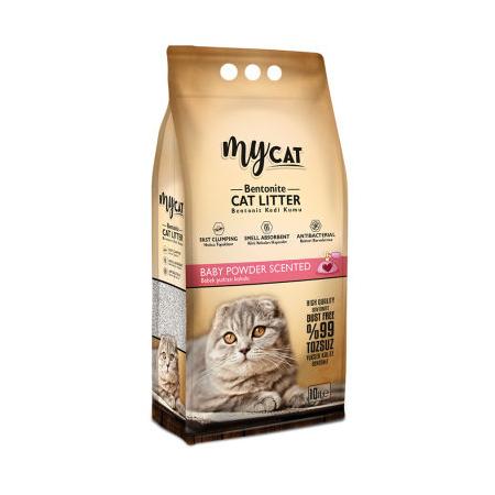 MYCAT (10 LT) TOPAKLANAN BENTONİT KEDİ KUMU PUDRA KOKULU (İNCE TANE)