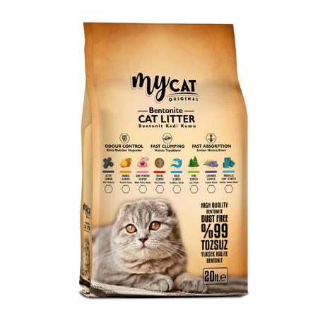 MYCAT (20 LT) TOPAKLANAN BENTONİT KEDİ KUMU (İNCE TANE)