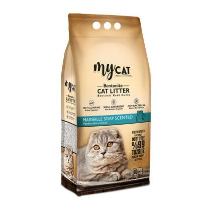 (10 LT) Topaklanan Bentonit Kedi Kumu Marsilya Sabun Kokulu (İnce Tane)