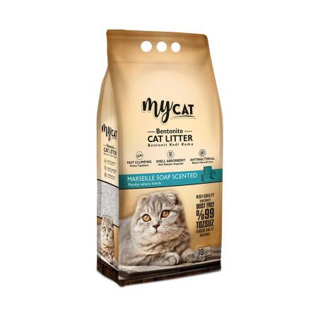 MYCAT (10 LT) TOPAKLANAN BENTONİT KEDİ KUMU MARSİLYA SABUN KOKULU (İNCE TANE)