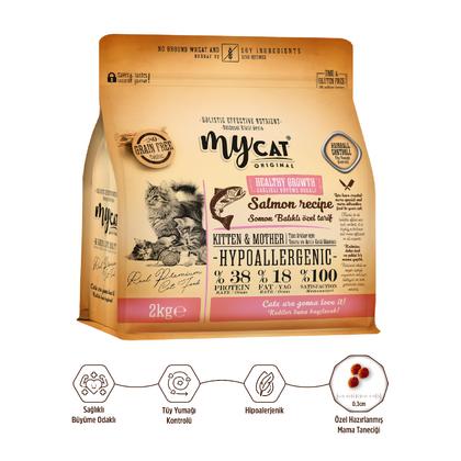 Az Tahıllı Somon Balıklı Yavru ve Anne Kedi Maması 2kg