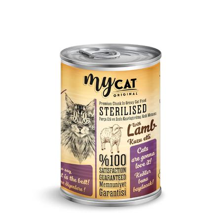 Mycat Kuzu Parça Etli Kısırlaştırılmış (Sterilised) Kedi Konservesi (400gr)