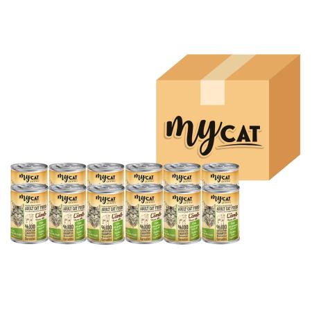 Mycat Kuzu Parça Etli Yetişkin Kedi Konservesi 12'Li (400gr)