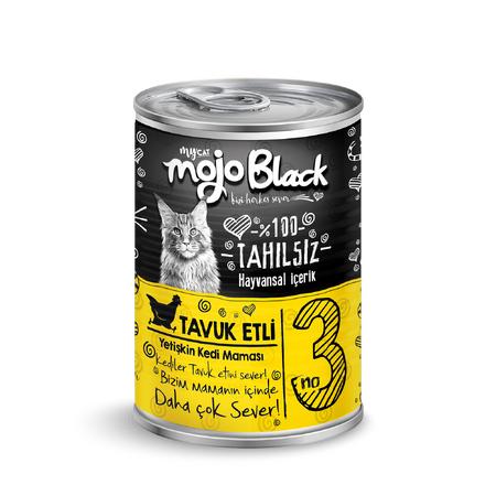 Mojo Black No:3 Tahılsız (400gr) Tavuk Etli Yetişkin Kedi Konservesi