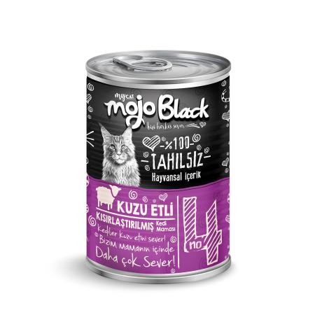 Mojo Black No:4 Tahılsız (400gr) Kuzu Etli Yetişkin Kısır Kedi Konservesi