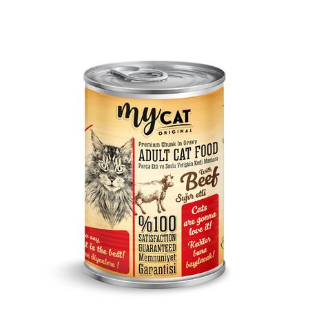 Mycat Sığır Parça Etli Yetişkin Kedi Konservesi (400gr)