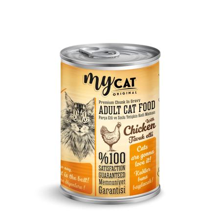 MYCAT TAVUK PARÇA ETLİ YETİŞKİN KEDİ KONSERVESİ (400GR)