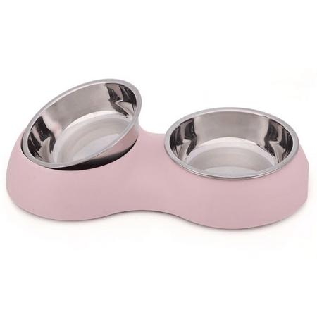 Nunbell Melamin Çelik Mama Kabı İkili has-8140