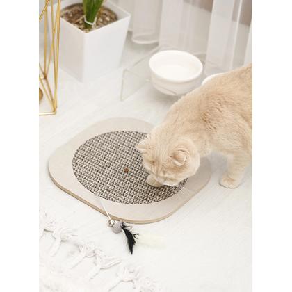 oval  kedi tırmalama matı gri petbucks