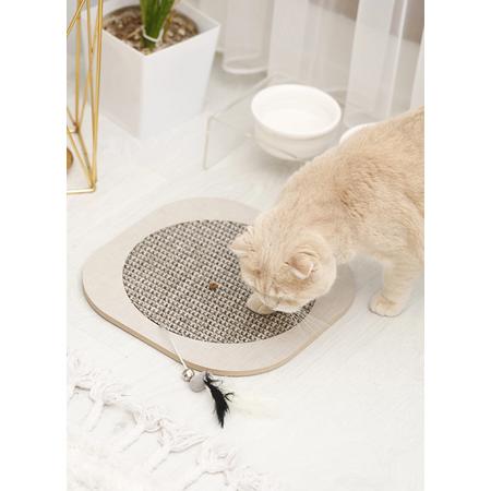 oval  kedi tırmalama matı gri petbucks