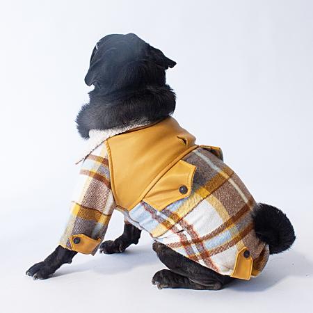 paw-23213 mavi plaid e pelle ceket XL beden