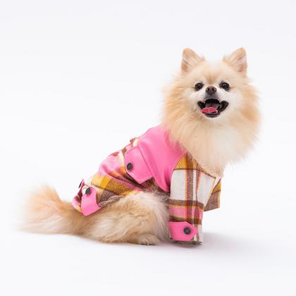 paw-23215 pembe plaid e pelle ceket XL beden