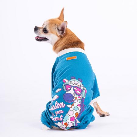PAW-23906  MAVİ GİRAFFE PİJAMA TULUM XL