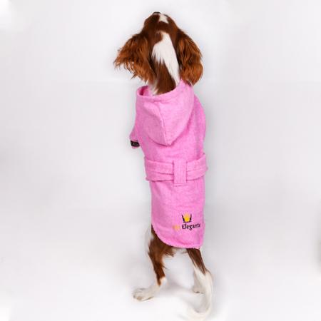 %100 Pamuk Kedi Köpek Bornozu Pembe L-XL Beden