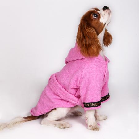 %100 Pamuk Kedi Köpek Bornozu Pembe 2XL- 3XL Beden