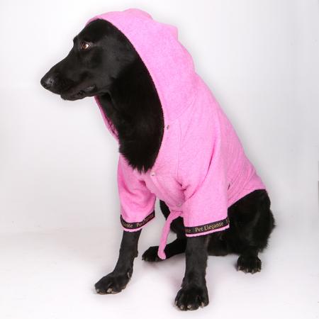 %100 Pamuk Kedi Köpek Bornozu Pembe 6XL- 7XL Beden