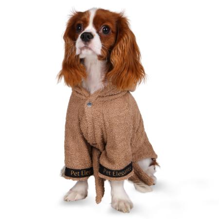 %100 Pamuk Kedi Köpek Bornozu Kahverengi 2XL - 3XL Beden