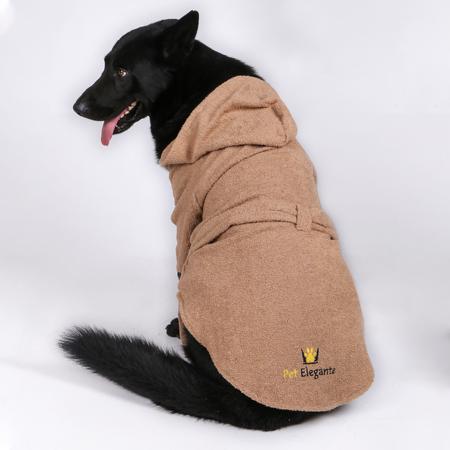 %100 Pamuk Kedi Köpek Bornozu Kahverengi 4XL-5XL Beden