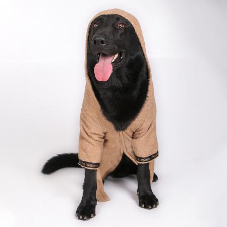 %100 Pamuk Kedi Köpek Bornozu Kahverengi 6XL-7XL Beden
