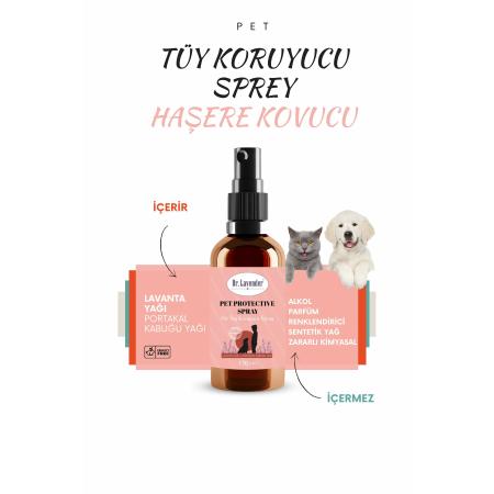 Pet Haşere Kovucu Tüy Bakım Spreyi Bit Kene Pire Kovucu Lavanta ve Portakal Kabuğu Yağlı