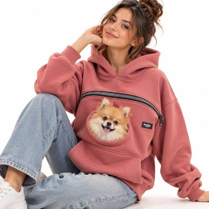 Pet Kanguru Sweatshirt Hoodie Gül Kurusu S-M Beden