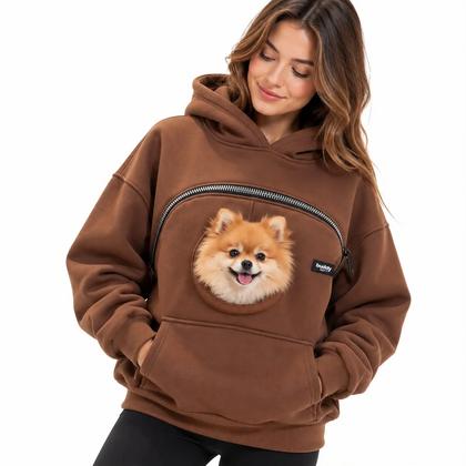 Pet Kanguru Sweatshirt Hoodie Kahverengi S-M Beden
