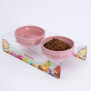 PMK019 Candy-İkili Seramik-Pleksi Mama ve Su Kabı