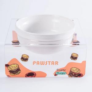 PMK024 Super Burger-Tekli Seramik-Pleksi Mama ve Su Kabı