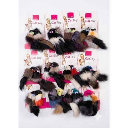  Ekose Papyonlu Kedi Oyuncak Fare - 03802