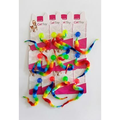 Gökkuşağı Kuyruklu Plastik Toplu Kedi Oyuncak - 03791