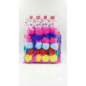 İkili Ponpon Kedi Oyuncak - 03803