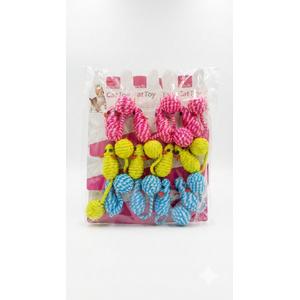 İp Sargılı Top Kuyruk Kedi Oyuncak Fare - 03790