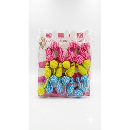 İp Sargılı Top Kuyruk Kedi Oyuncak Fare - 03790
