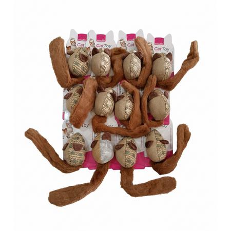 Kahve Kulak Peluş Kuyruk Kedi Oyuncak Fare - 03793