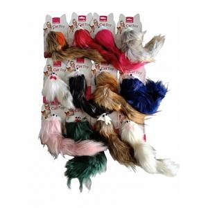 Kırmızı Papyonlu Tüylü Kedi Oyuncak Fare - 03794