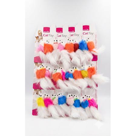 Minik Papyonlu Tüylü Kedi Oyuncak Fare - 03786