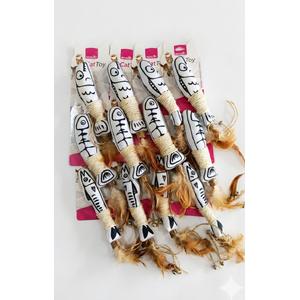  Zilli Kuyruk İp Sargılı Kedi Oyuncak Balık - 03798