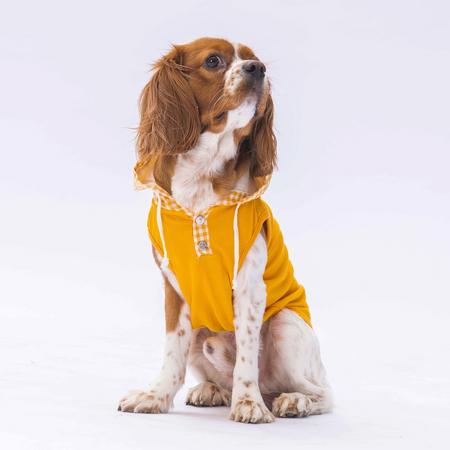 Sarı Gingham Kapşonlu Polo Tişört S YPAW-24818