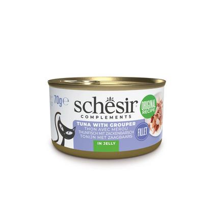 Schesir Tamamlayıcı Ton ve Orfoz Balıklı Jöle İçinde Kedi Konservesi 70g