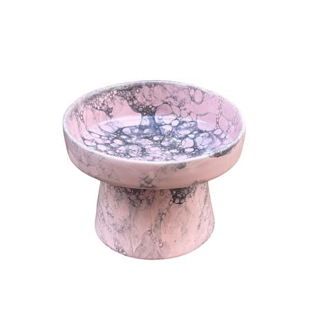 Seramik Ayaklı Mama Kabı Pembe Eğimli