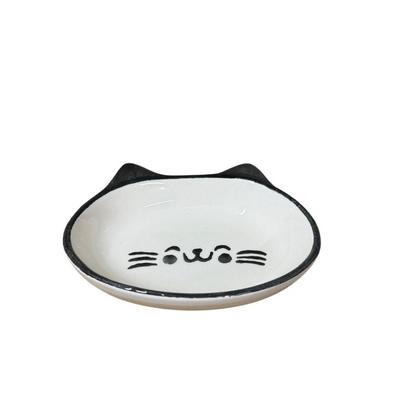 Seramik Yaş Mama Kasesi Kedi Kafalı Siyah