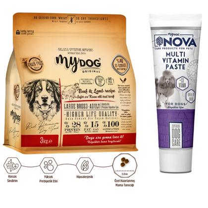 Sığır ve Kuzu Etli Büyük Irk Yetişkin Köpekler İçin Bağışıklık Sistemi Güçlendirici Paketi