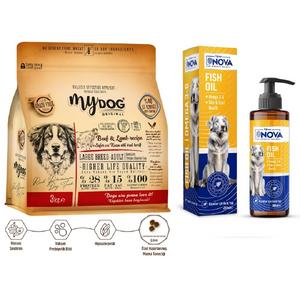 Sığır ve Kuzu Etli Büyük Irk Yetişkin Köpekler İçin Besleyici İkili Paketi