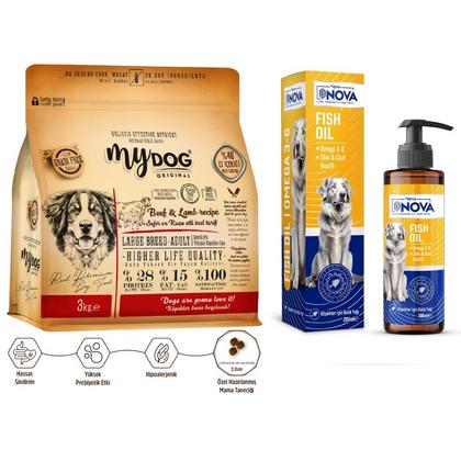 Sığır ve Kuzu Etli Büyük Irk Yetişkin Köpekler İçin Besleyici İkili Paketi