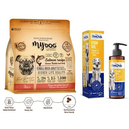 Somon Balıklı Küçük ve Orta Irk Köpekler İçin Besleyici İkili Paketi