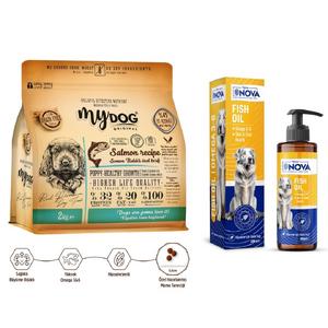 Somon Balıklı Yavru Köpekler İçin Besleyici İkili Paketi